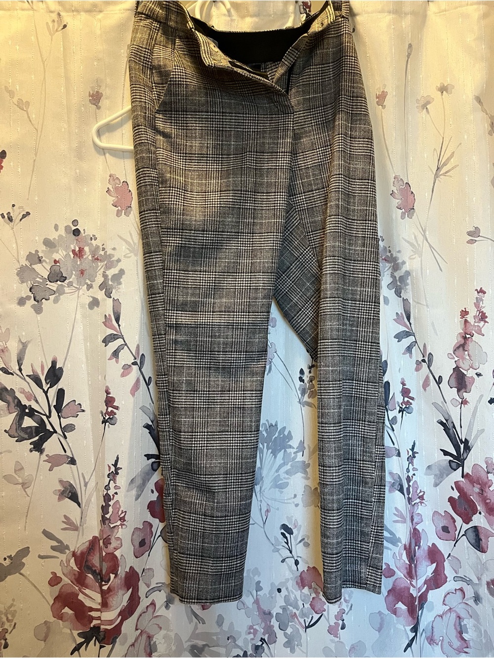 H&M Plaid Straight Leg Trousers - Gray